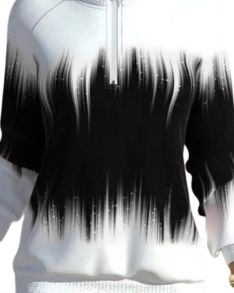 Onsoyours Женская Толстовка с длинными рукавами, полу-воротником-стойкой и молнией, повседневная толстовка с круглым вырезом, длинными рукавами, батиком, пуловер, топ с цветным градиентом, фото №4 Onsoyours Женская Толстовка с длинными рукавами, полу-воротником-стойкой и молнией, повседневная толстовка с круглым вырезом, длинными рукавами, батиком, пуловер, топ с цветным градиентом, фото №4