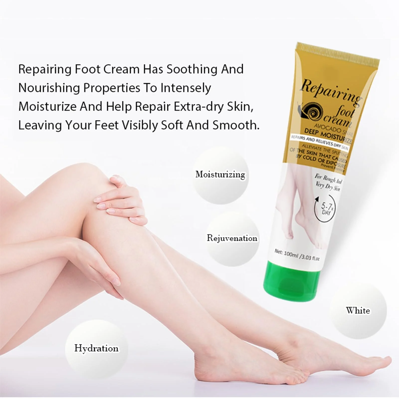 Крем для ног Hydrating Foot Cream увлажняющий против трещин для пяток, коленей и рук, фото №6
