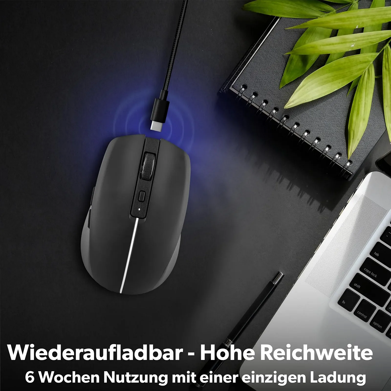 Мышь Беспроводная T'nB Dual Mode Bluetooth и USB-A, Перезаряжаемая, 1600 DPI, 6 Кнопок, Черный, фото №3