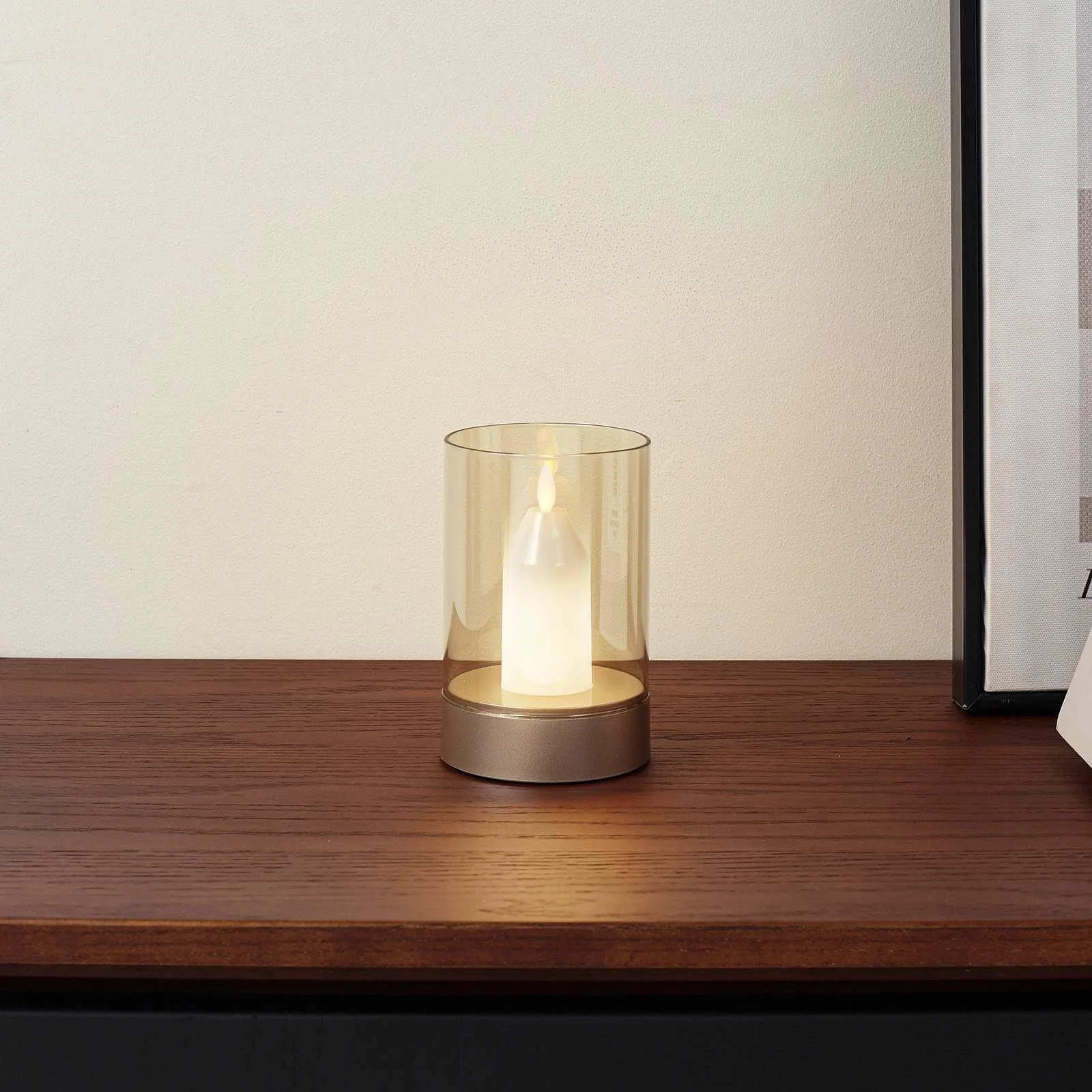 Настільна лампа Lindby Lumana LED регульована сучасна кремове скло 1 лампочка, фото №3