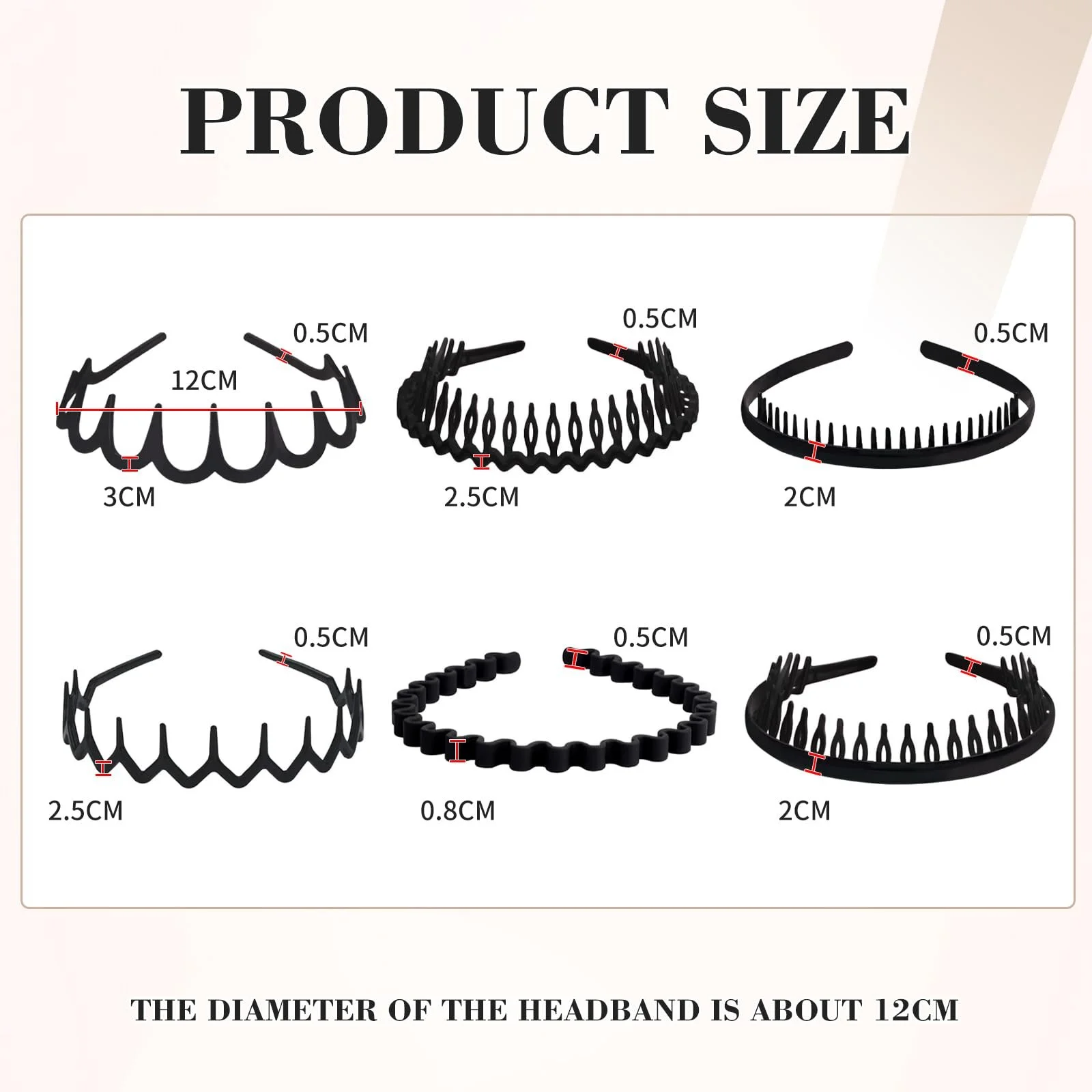 Набір пластикових обручів для волосся 6 шт., фото №2