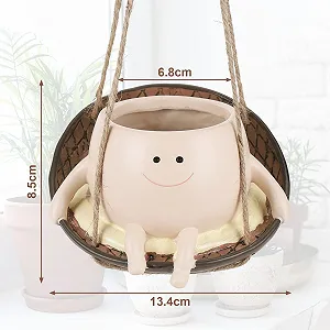 Підвісний горщик Усміхнене обличчя на гойдалці Полімерний synthetic.ua - Фото 1