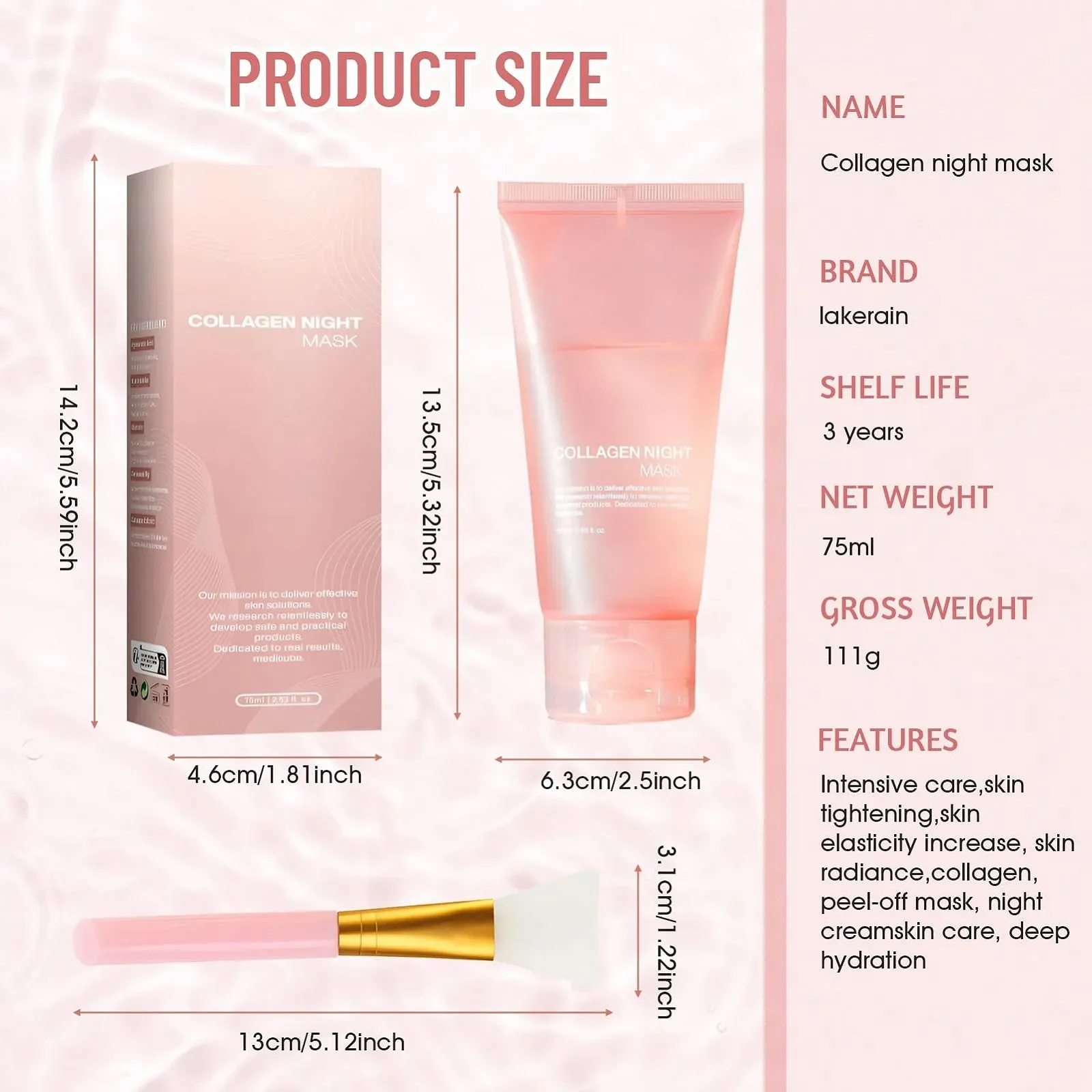 Маска Нічна Allony Collagen, для обличчя, пілінг, колагенова, органічна, для всіх типів шкіри, 75 мл, фото №7