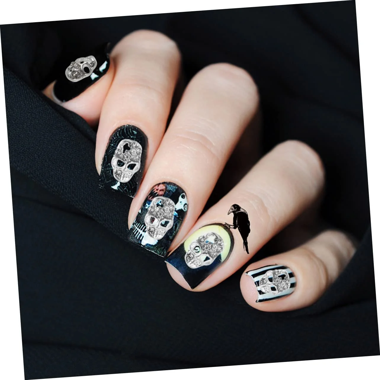 Наклейки для ногтей Abaodam Halloween 40 шт. Череп, фото №6