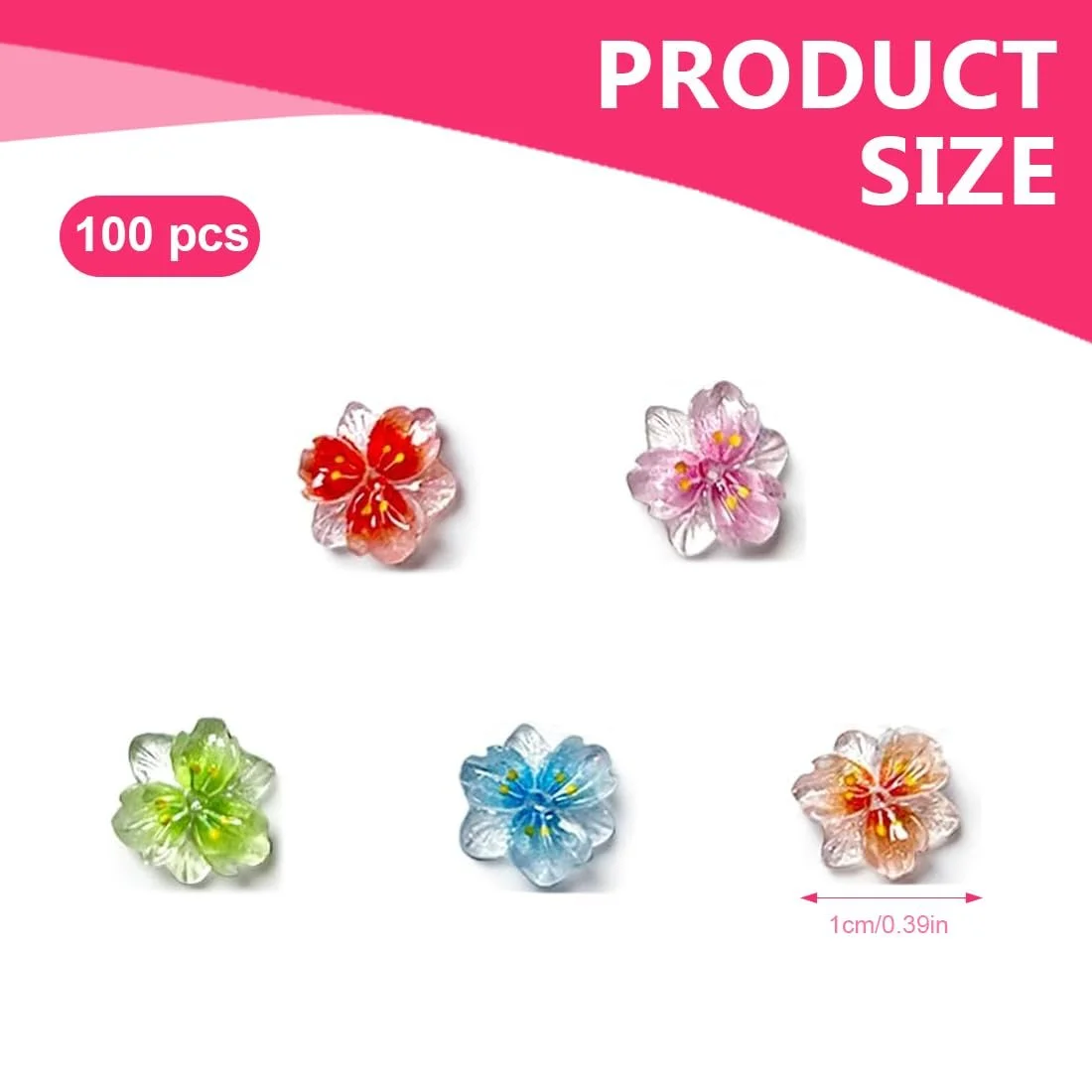 Квітка 3D Підвіски для нігтів Квіти Різнокольорові (П'ять кольорів), фото №2