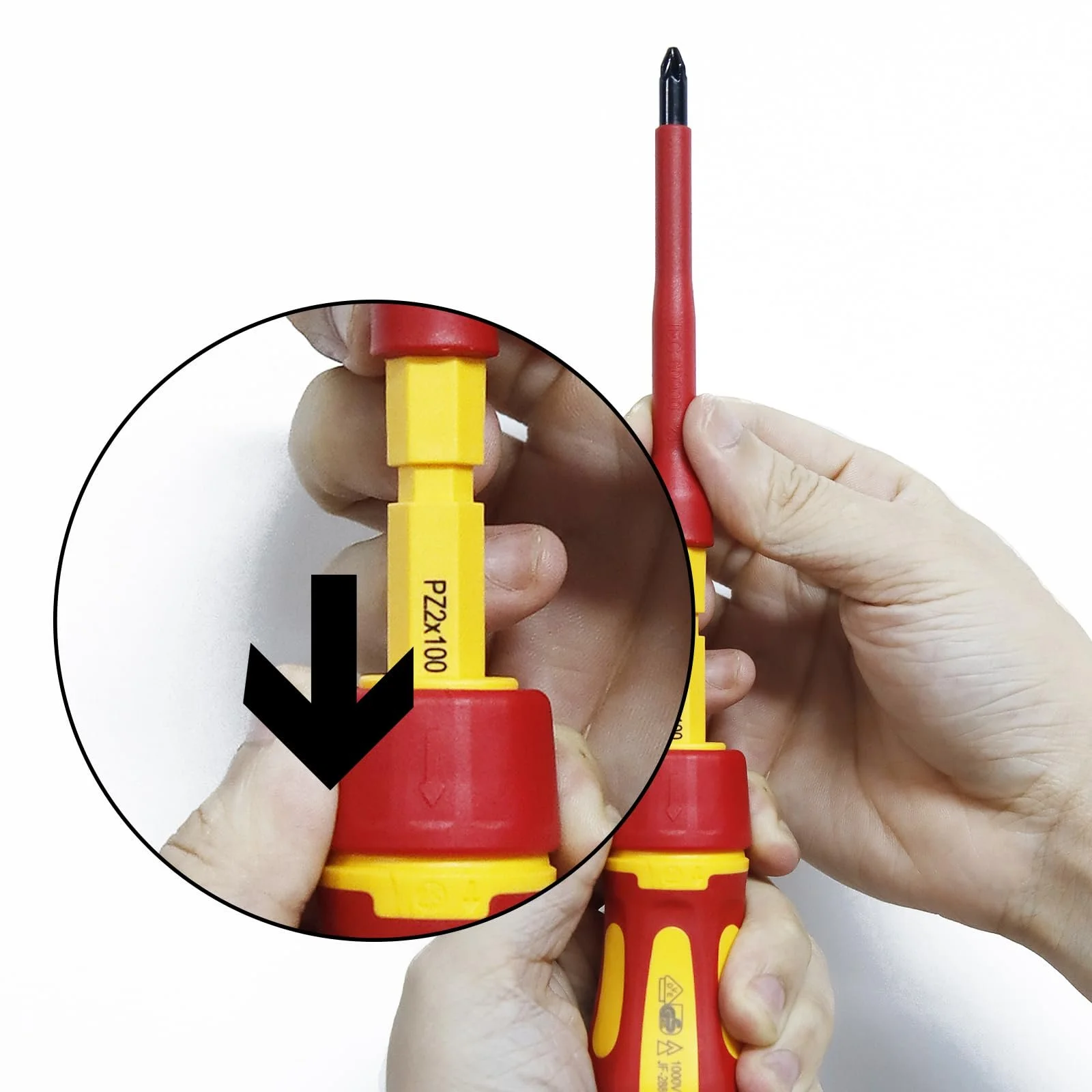 Набір діелектричних викруток CCLIFE 13 предметів VDE зі змінними жалами магнітний з тестером напруги SL PH PZ Torx, фото №4