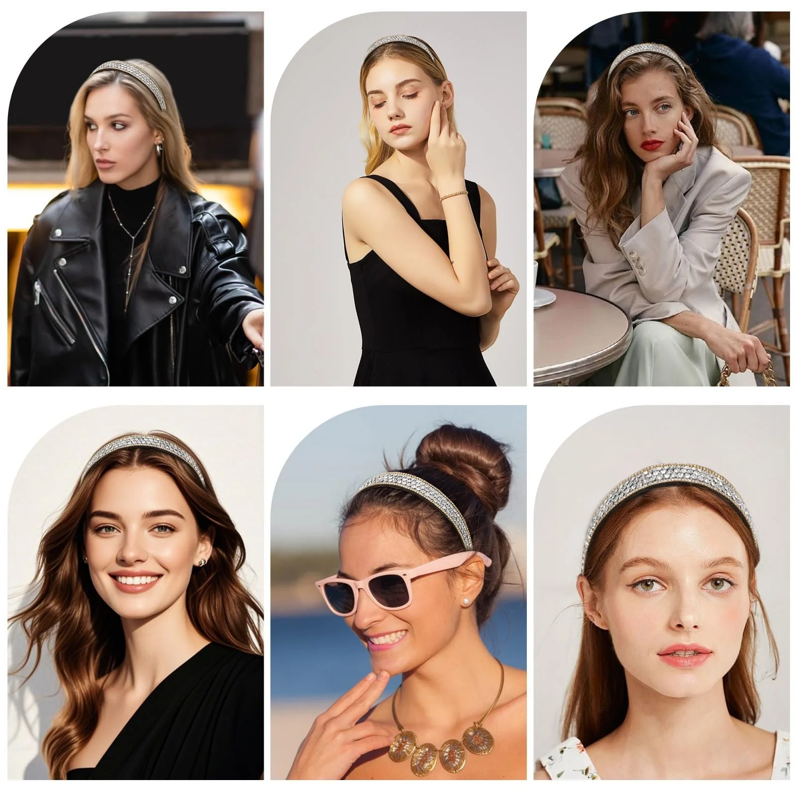 Обруч для волосся широкий зі стразами, фото №6