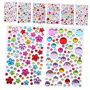 Стразы самоклеящиеся NUOBESTY 8 листов для лица и ногтей, набор страз для макияжа лица и фестивалей, легко наносятся и долговечны - Фото 1