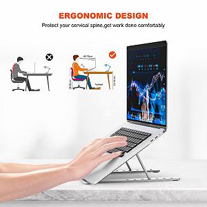 Підставка для ноутбука регульована алюмінієва портативна складана сумісна з MacBook Pro/Air, HP, Lenovo, Dell, інші 10 - 17.3 дюймові synthetic.ua - Фото 1