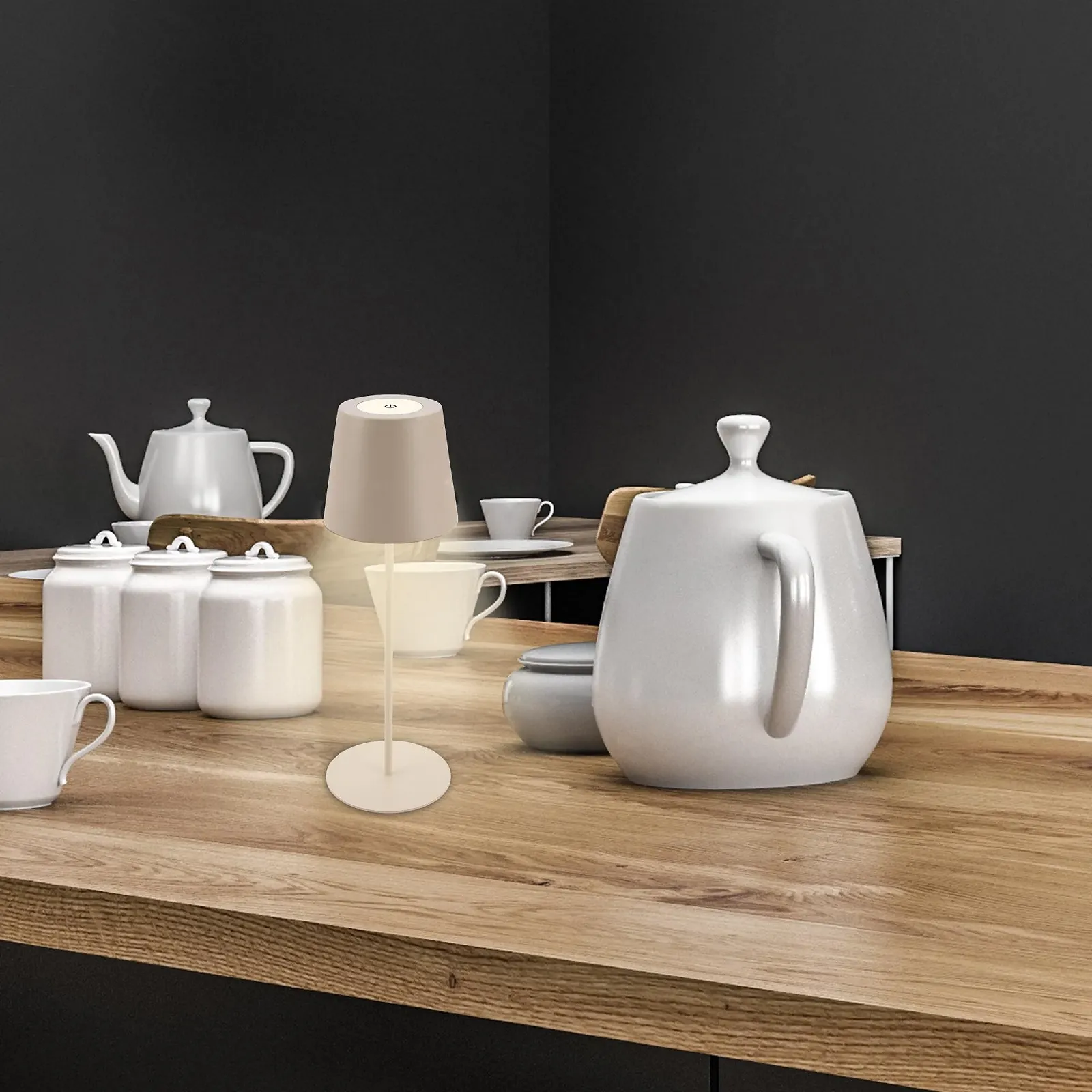 Светодиодная настольная лампа BRILONER Беспроводная Сенсорная Регулируемая по высоте Аккумуляторная 36 x 10,5 см Бежевая, фото №10