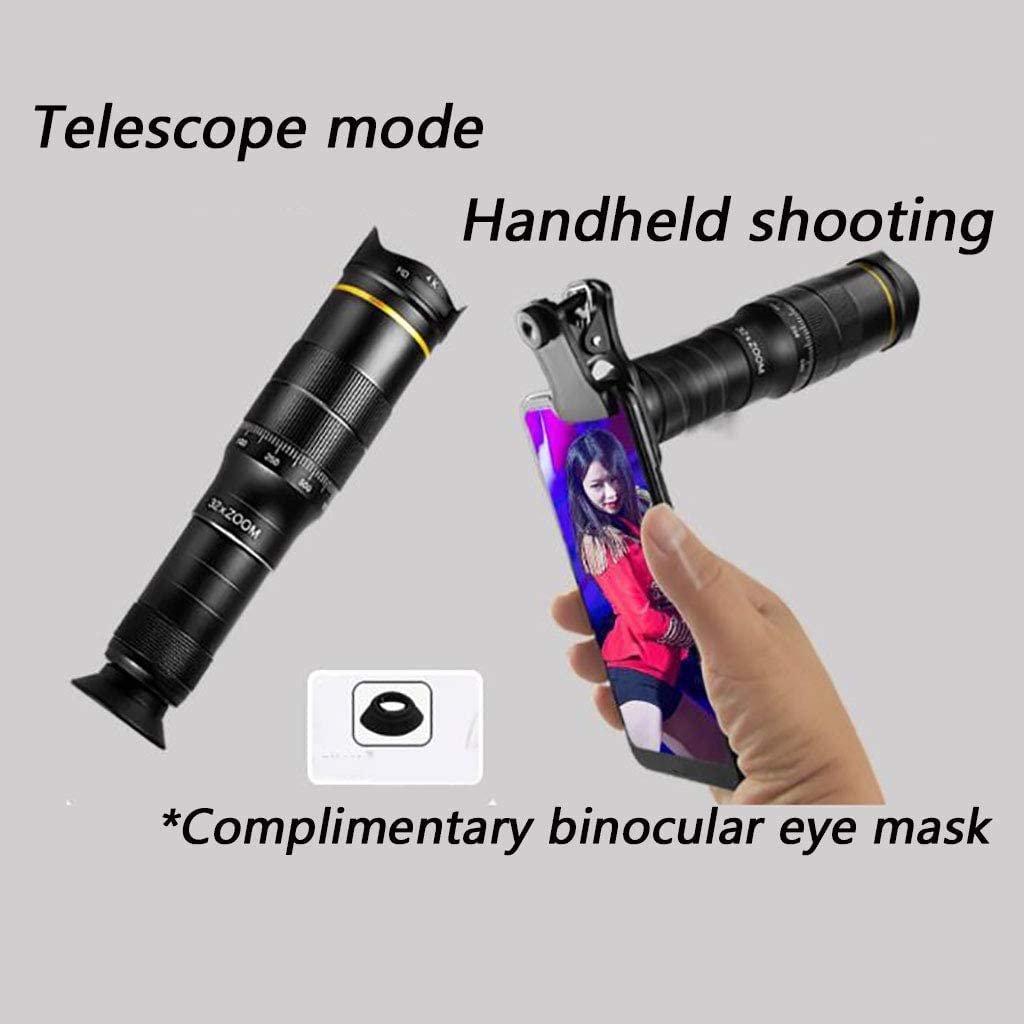 Монокуляр QHYTL HD 4K Телескопічний Зум 32x Телефото Об'єктив Повнодиапазонне Багатошарове Покриття з Тримачем для Мобільного Телефону Малий Штатив Портативний, фото №4