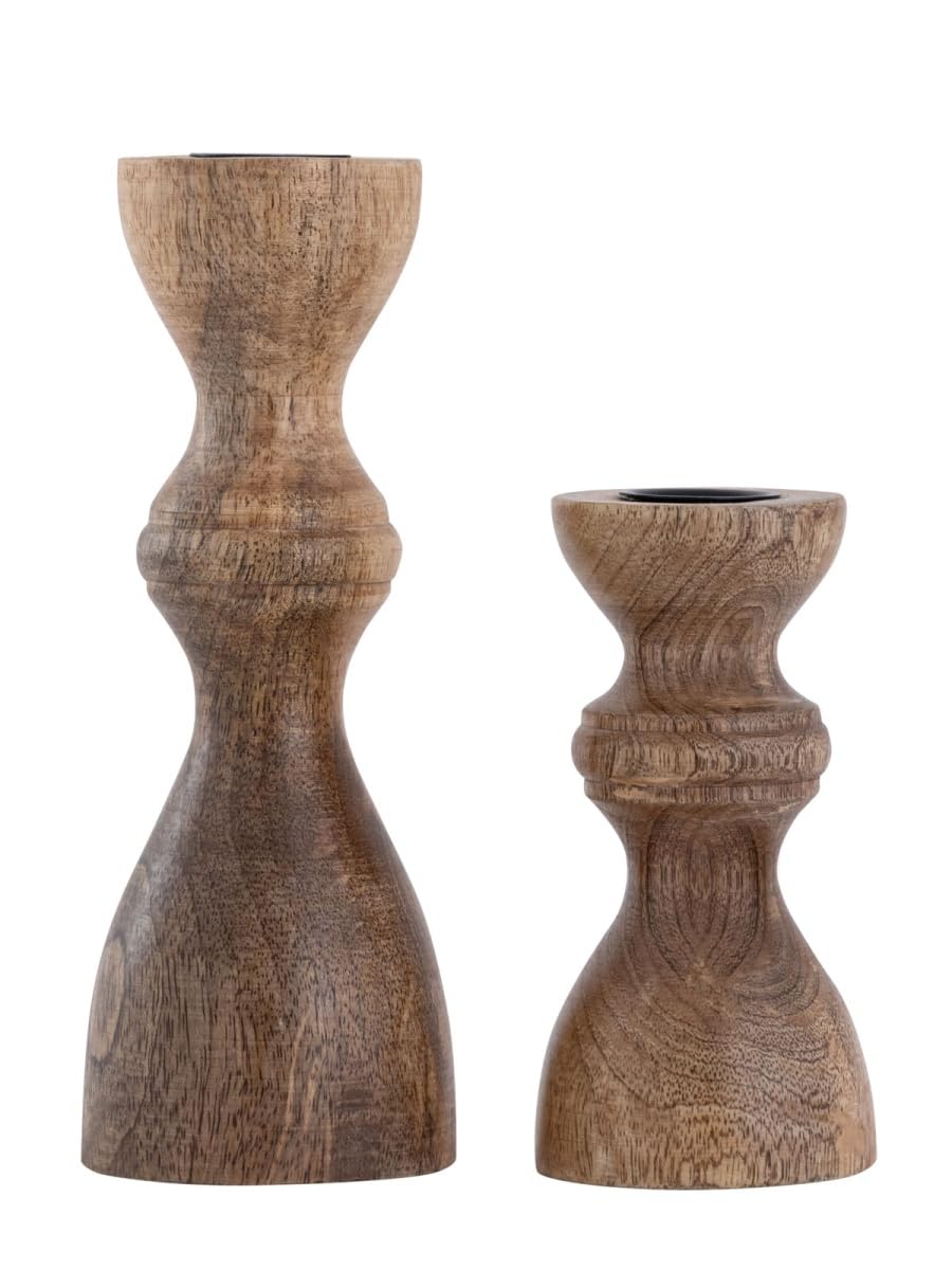 Набор Подсвечник Набор H20/13 x 6 см Круглое Дерево манго, фото №3