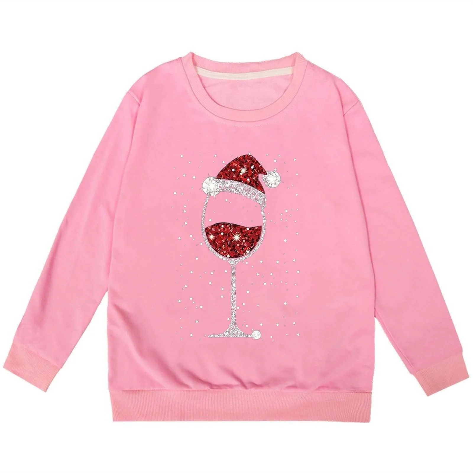 Пуловер для девочек, 176, с принтом, с длинными рукавами, свитшот с круглым вырезом, уютный флисовый пуловер, мягкий, повседневный, для зимних праздничных игр, для детей и подростков, фото №2