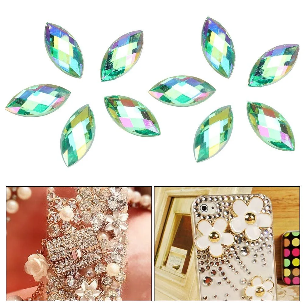 Стразы Конский глаз AB цвета, Стразы для ногтей, Блестящие стразы с плоской задней частью, Акриловые аксессуары для DIY украшений, фото №4