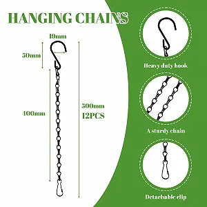Цепи для подвесных корзин с крючками 50 см набор из 12 шт. черный synthetic.ua - Фото 1