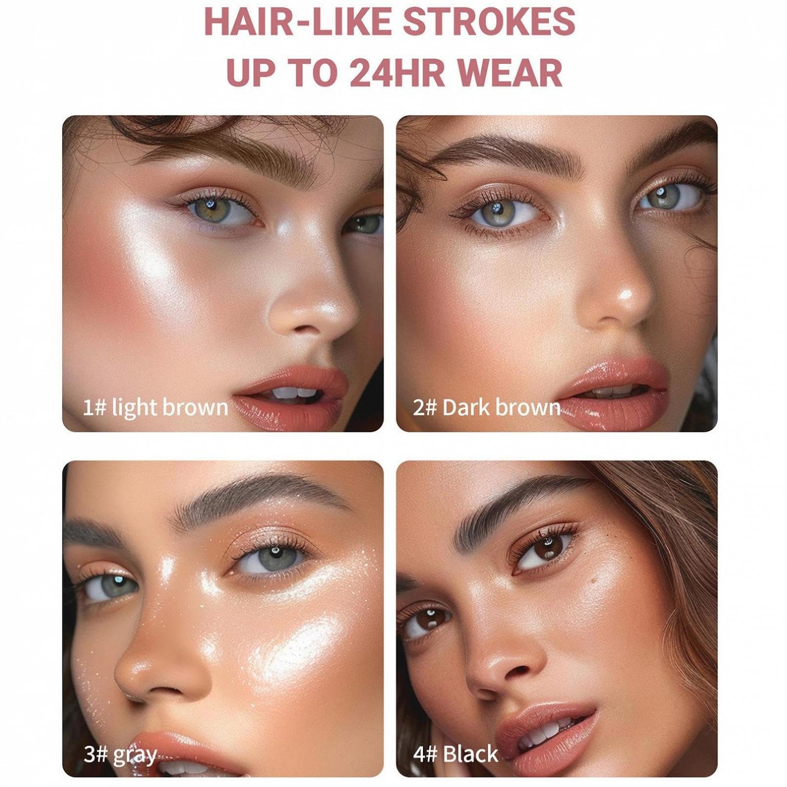 Карандаш для бровей Microblading 3D 4-зубчатый аппликатор 2 шт. Светло-кофейный + черный, фото №4