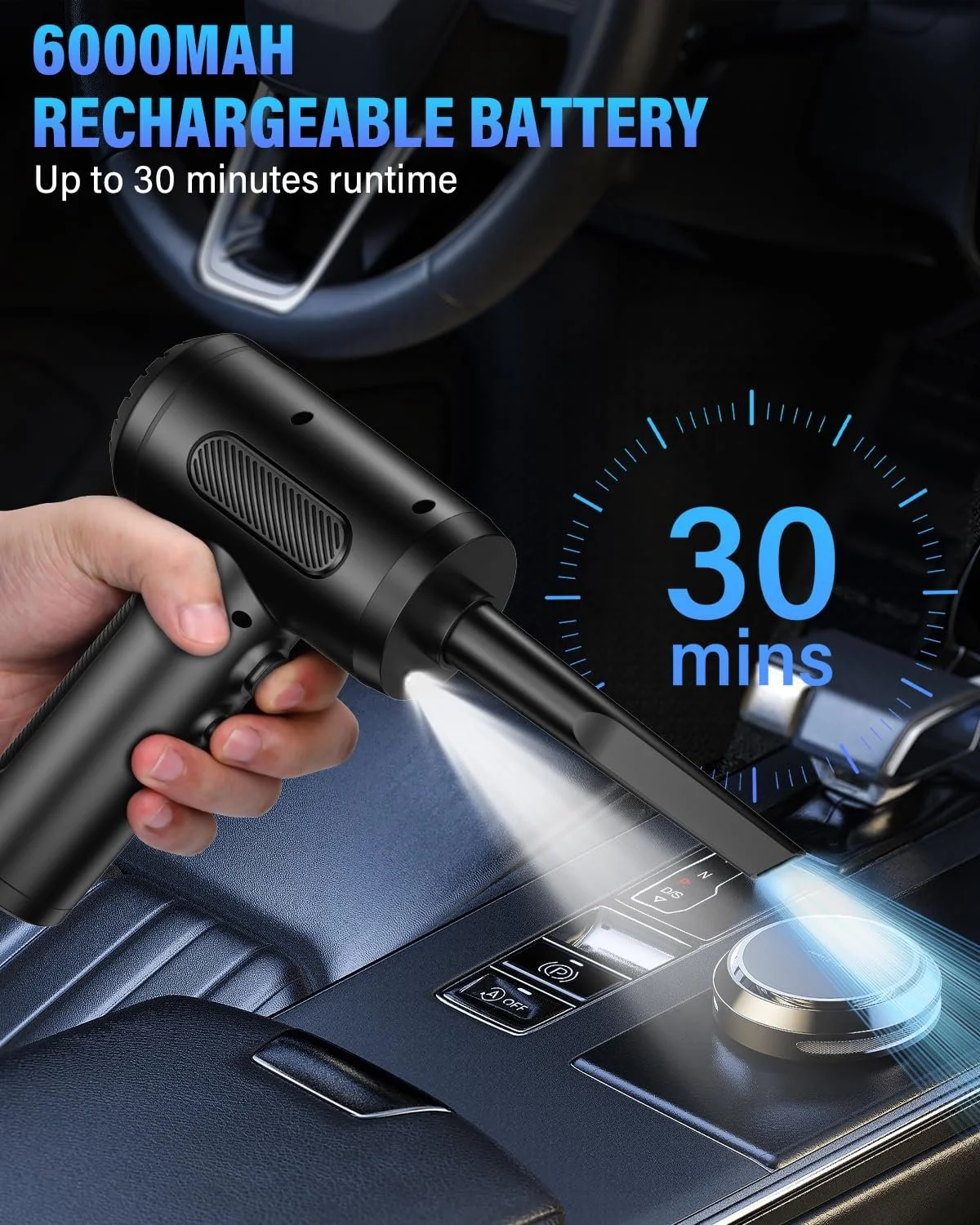 Електричний повітродувка  3-швидкісний 91000 об/хв 6000 мАг USB, фото №6