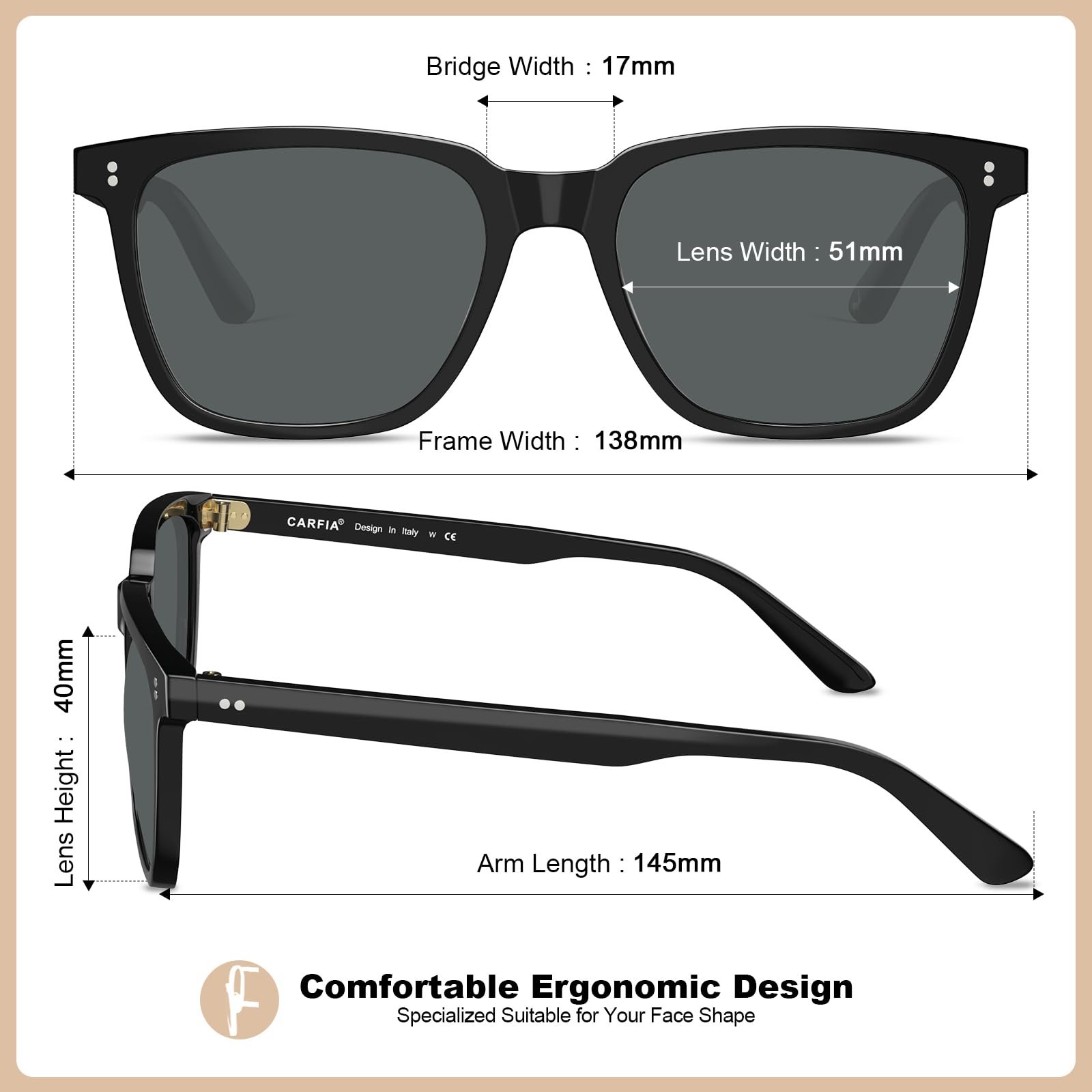 Вінтажні поляризовані сонцезахисні окуляри CARFIA для жінок, захист UV400, квадратні, фото №5