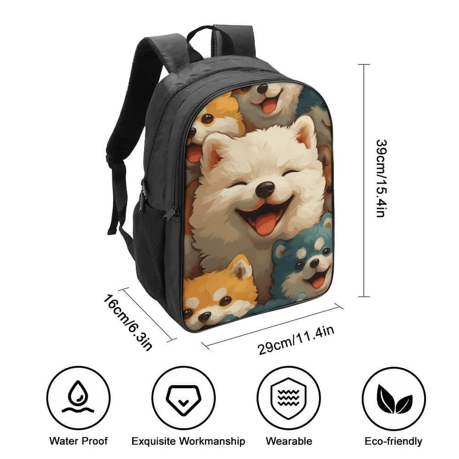 Школьный рюкзак MXRMXR Pomeranian Для мальчиков, девочек и подростков, водонепроницаемый, для женщин и мужчин, школьная сумка, рюкзак для ноутбука 40x28x16 см, фото №2