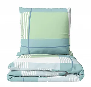 Постільна білизна фланелева Leonado Vicenti Winter 135 x 200 см, смугаста, зелена/бензинова, потайна блискавка - Фото 1