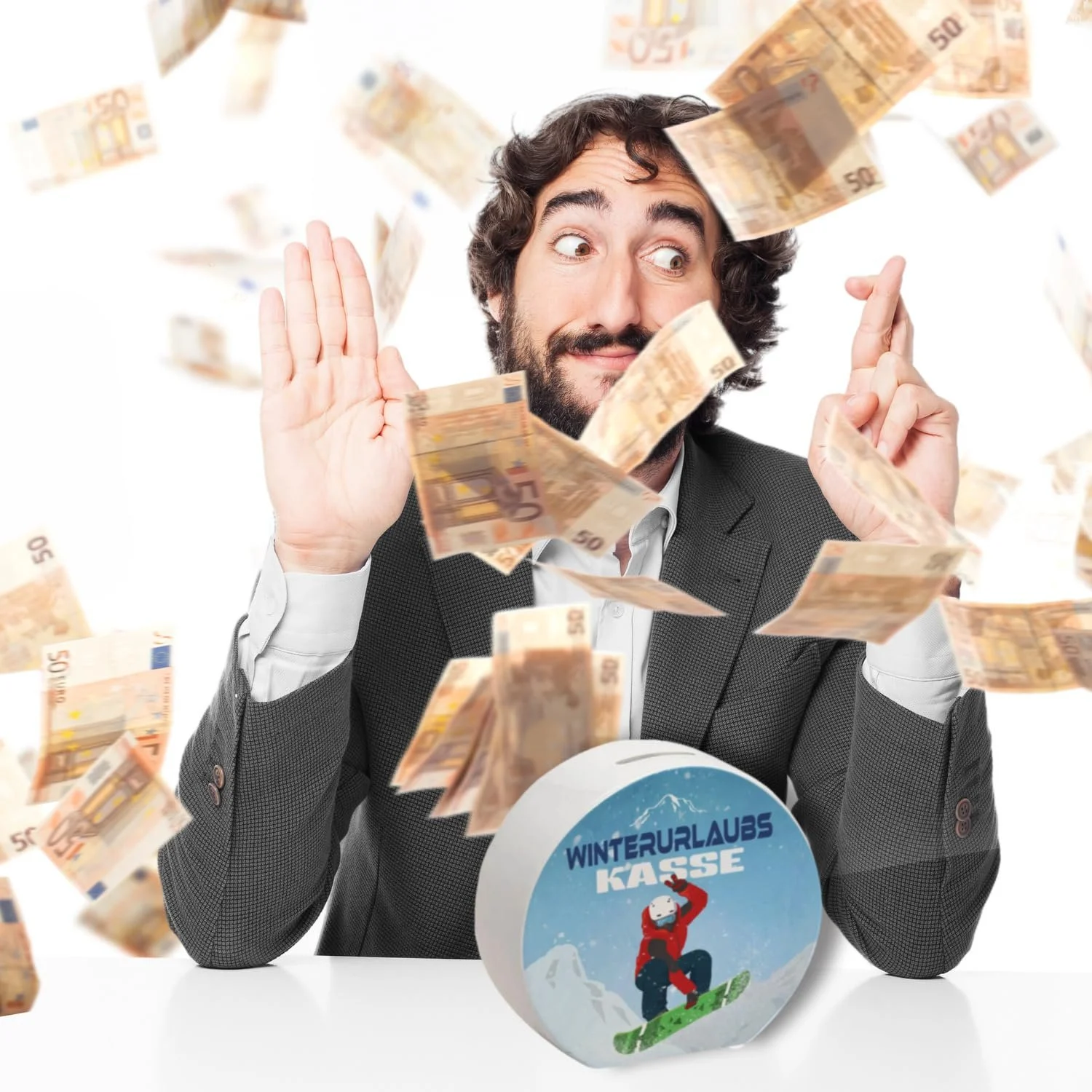 Скарбничка "Зимова відпустка" зі сноубордистом керамічна, фото №7