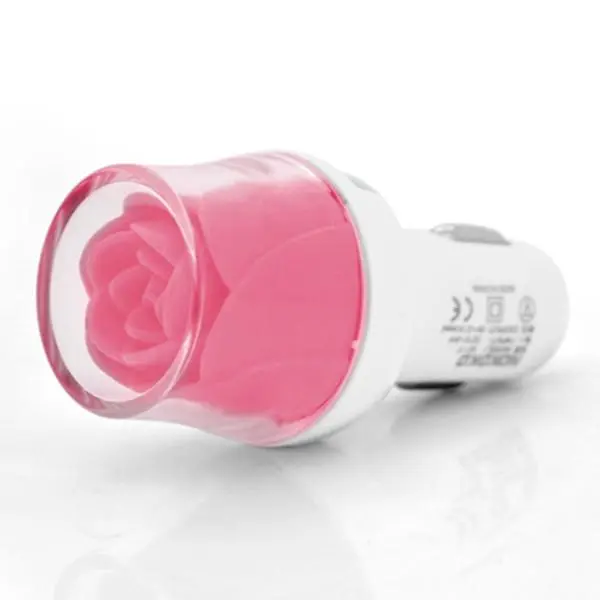 АЗУ NOKOKO Flower 12V-USB, 5-5.5V, 2*USB, 10W 2,1А, Рожевий Пакет Q50, фото №1