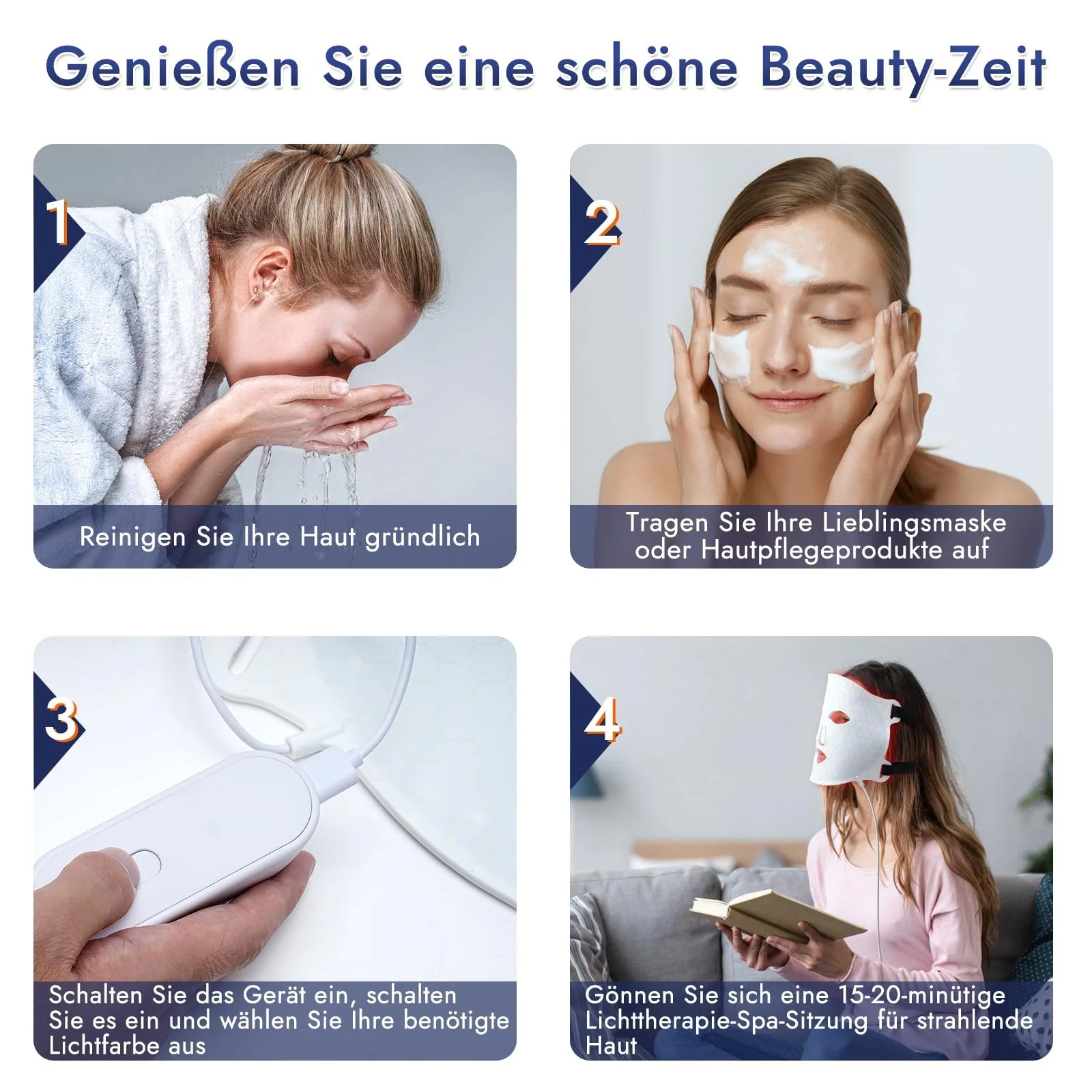 Маска Світлодіодна для обличчя 7-колірна з 270 світлодіодами White, фото №8