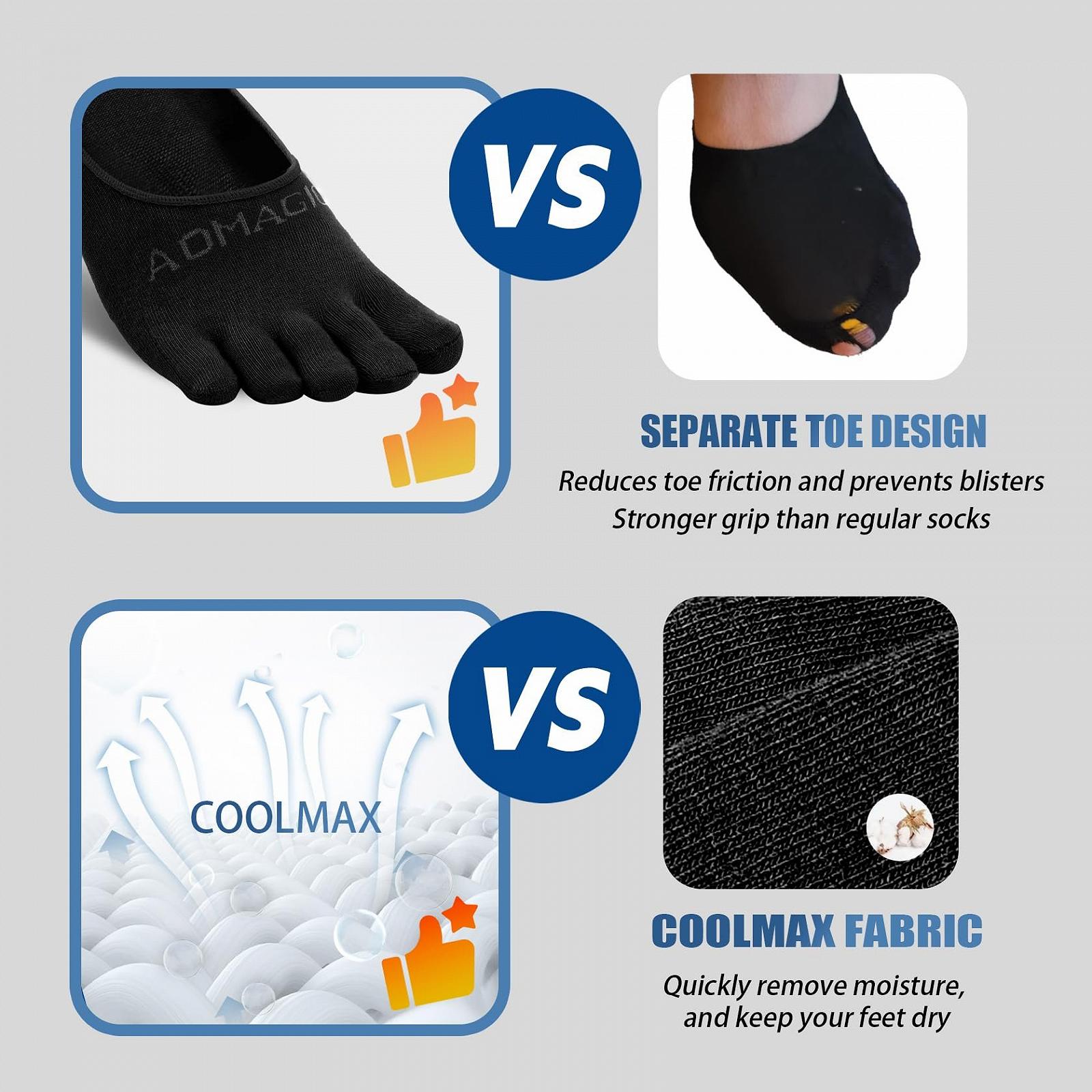 Носки с пальцами Coolmax для женщин и мужчин, спортивные носки с 5 пальцами, 3 пары, фото №5