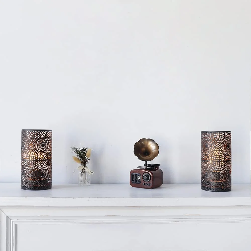 Настільна лампа JHY DESIGN Набір із 2 штук Метал Акумуляторна Бездротова Edison Bulb Чорна, фото №6