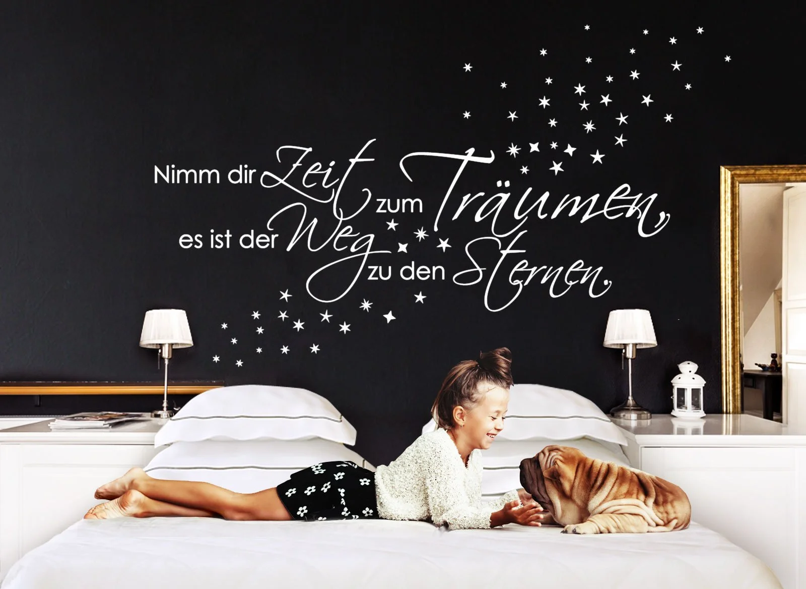 Наклейка на стіну Wandora G003 «Nimm dir Zeit zum Träumen» з зірками, фото №3