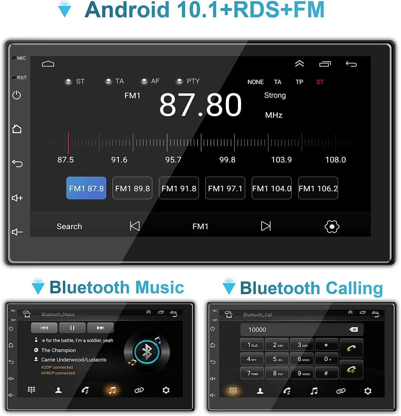 Автомагнітола ANKEWAY / 7" / Сенсорна / 2/16Гб / Android 10.1 / Bluetooth / WI-FI / GPS / USB / 2DIN, фото №5