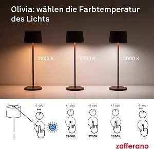 Настільна лампа Zafferano Olivia Pro акумуляторна сенсорна IP54 2200-3000 К 35 см Золотисто-жовтий synthetic.ua - Фото 1