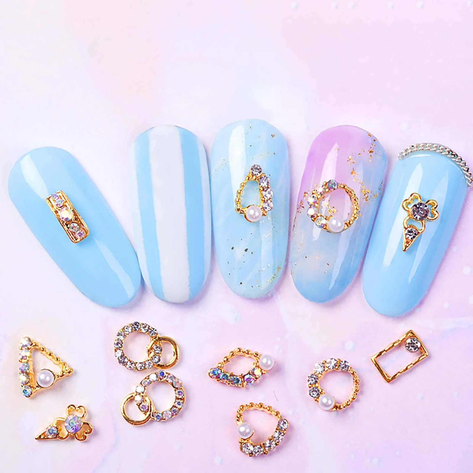 Капсулы Jie Du 3D Украшение для ногтей Жемчуг Стразы Металлическое украшение для ногтей Металлические заклепки для ногтей 10 шт, фото №4