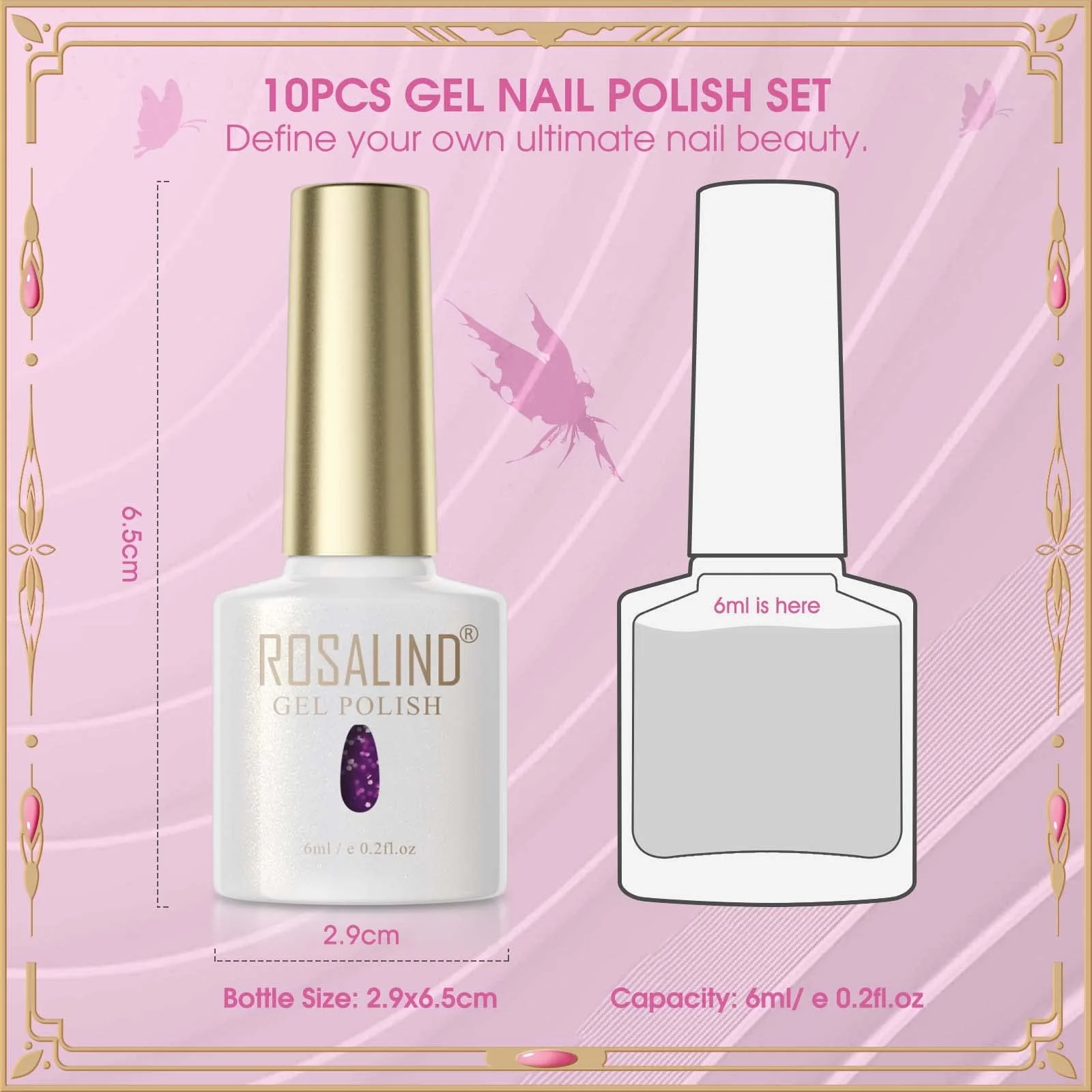 Термо гель-лак ROSALIND 6 кольорів, що змінюють колір, фото №8