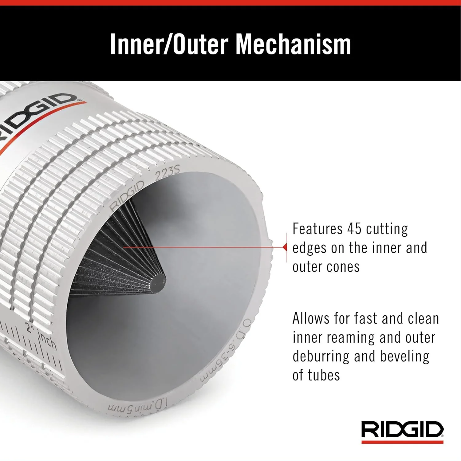 Зенківка ручна RIDGID 223S 45 граней Silver, фото №2 Зенківка ручна RIDGID 223S 45 граней Silver, фото №2