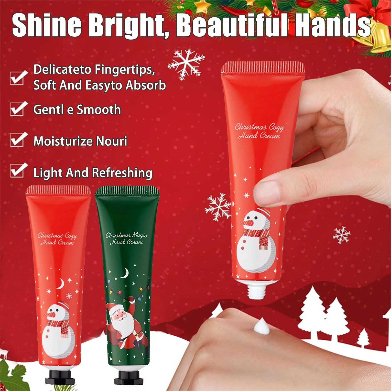 Набор кремов для рук Мини-крем для рук, 2 шт Увлажняющий крем Ароматизированный крем Рождественский крем для рук Подарок для женщин, фото №3