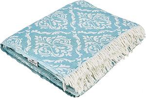 Покрывало Jacquard Carenesse King Size Baroque 260 x 260 см Petrol I Элегантное и деликатное двустороннее покрывало из 100% хлопка с высококачественным тканым узором I Накидка на кровать и диван I Тонкий и легкий плед - Фото 1