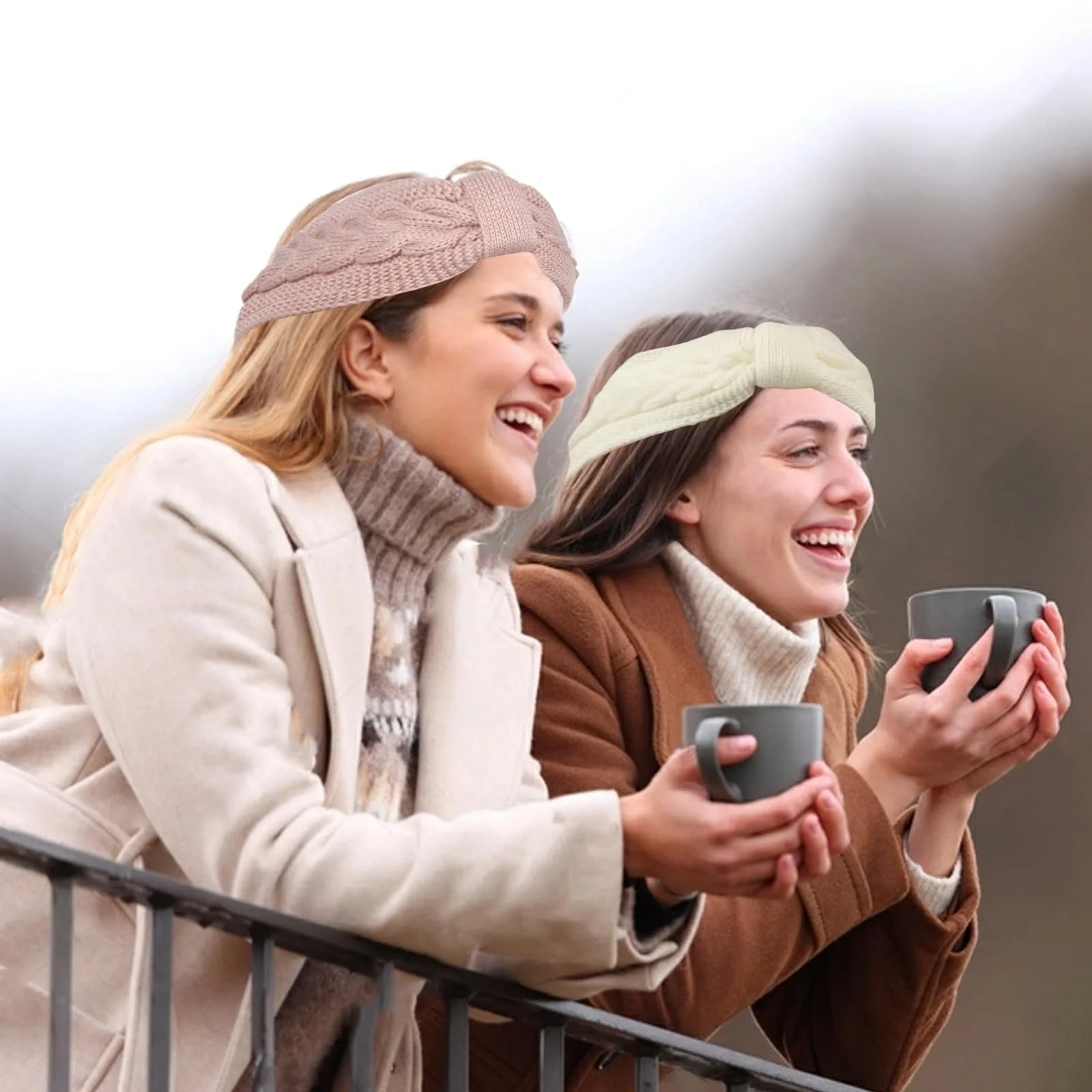 В'язана пов'язка на голову зимова жіноча, в наборі 2 шт, фото №5