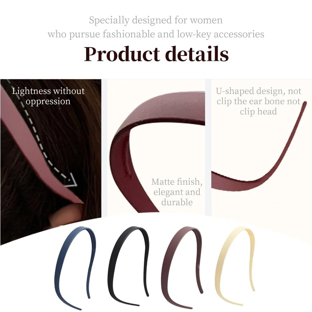 Набір з 4 обручів для волосся, матове покриття, фото №3