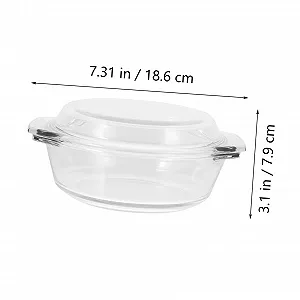 Форма для запекания Стеклянная термостойкая с крышкой Круглая Прозрачная synthetic.ua - Фото 1