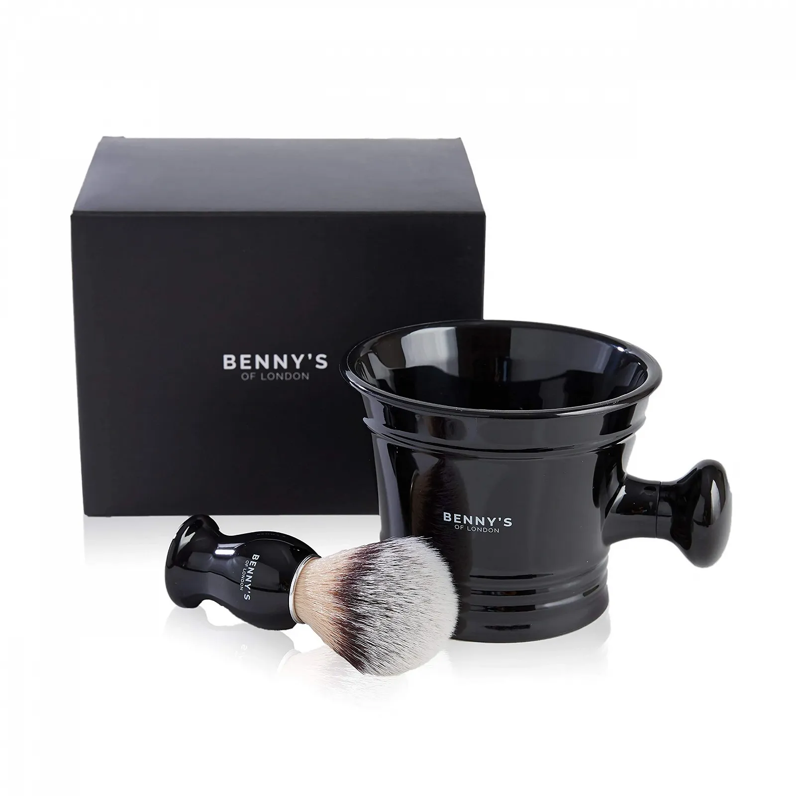 Подарочный набор для бритья Benny's of London помазок и керамическая чаша Черный, фото №2 Подарочный набор для бритья Benny's of London помазок и керамическая чаша Черный, фото №2