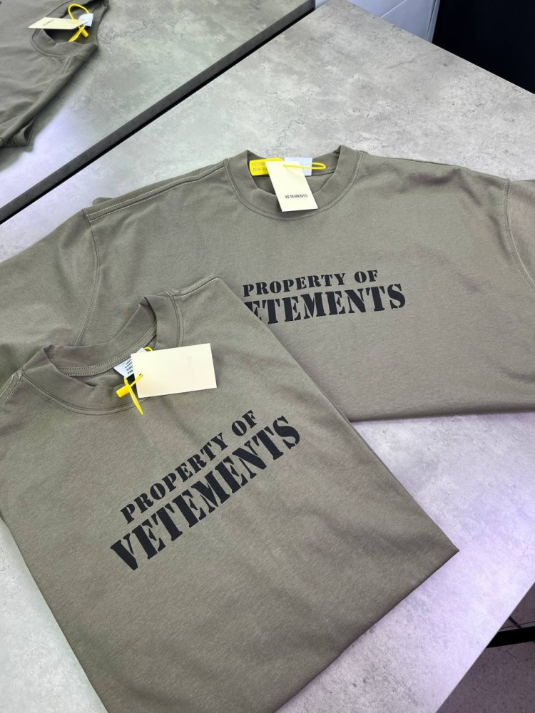 Футболка хаки Vetements Property f652, фото №7