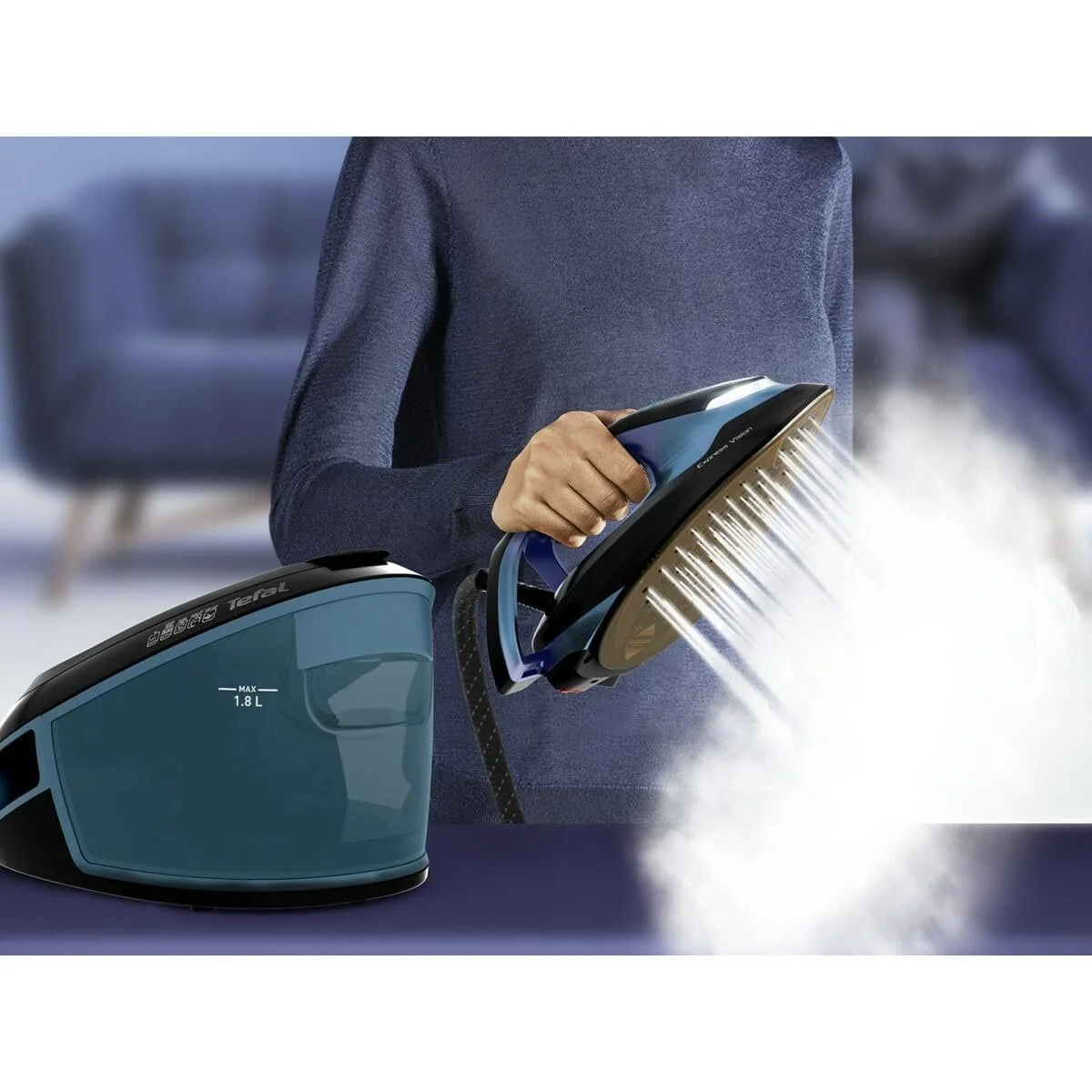 Парогенератор Tefal Express Vision SV8151 2800 Вт 1.8 л Durilium AirGlide Autoclean Синий, Черный, SV8151E0, фото №8