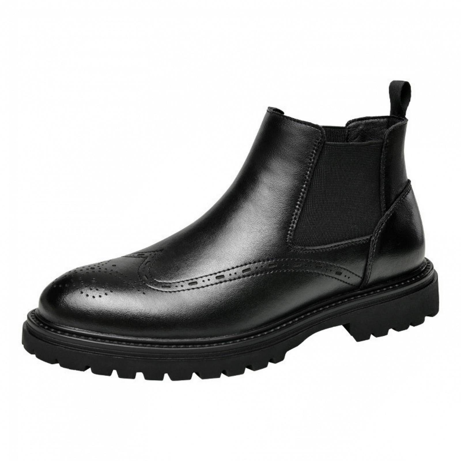 Челси Brogue ANUFER из натуральной кожи для мужчин, формальные туфли без шнуровки до щиколотки, фото №1