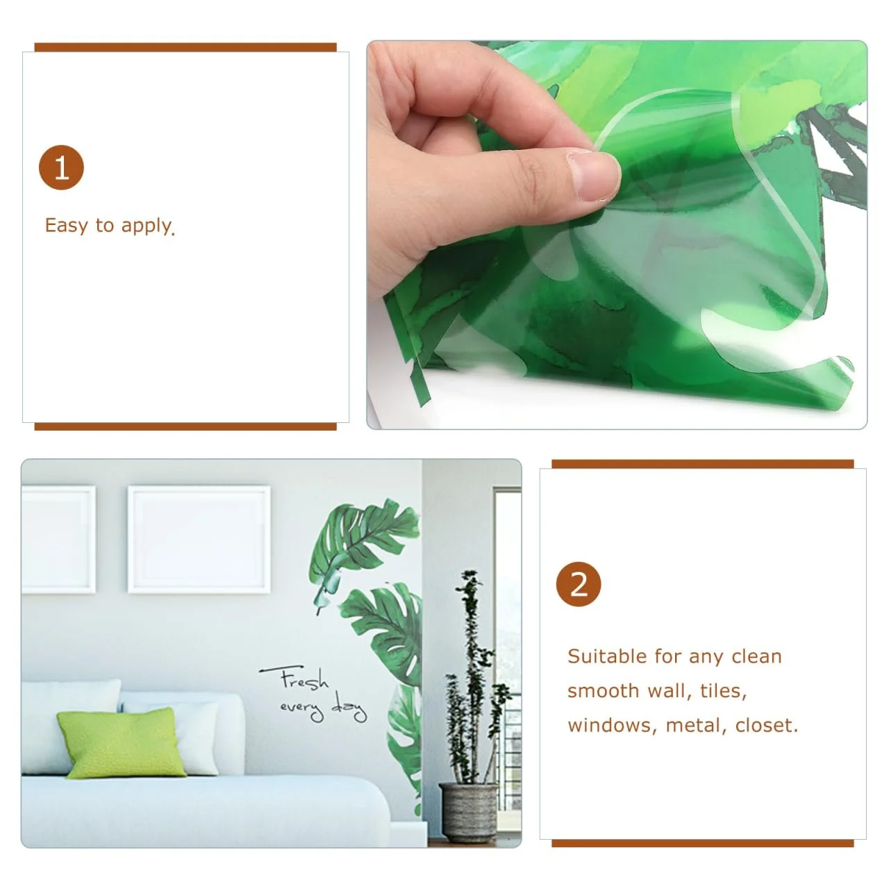 Наклейка на стіну Тропічні рослини та листя Пальмове листя Зелена, фото №6