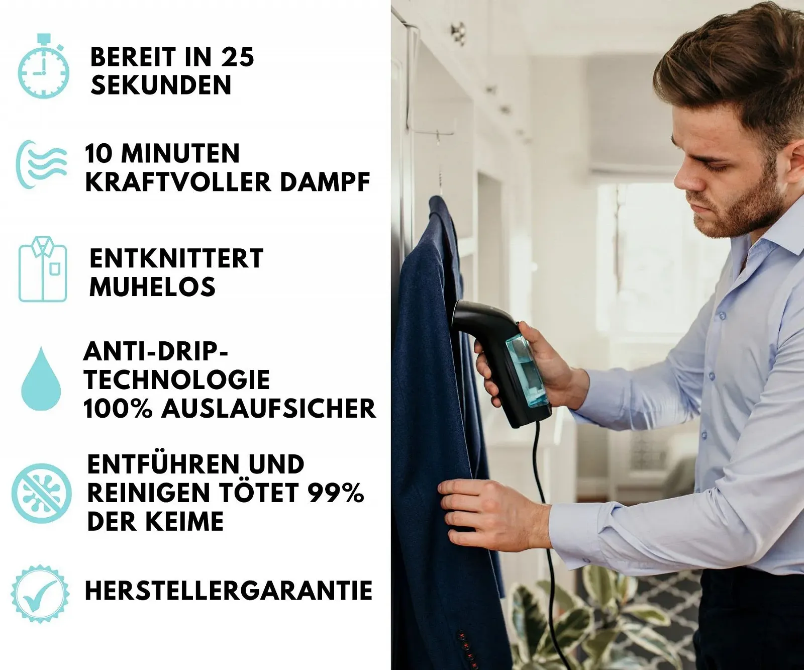 Дорожный отпариватель WiredLux 25 с нагрев Black, фото №5