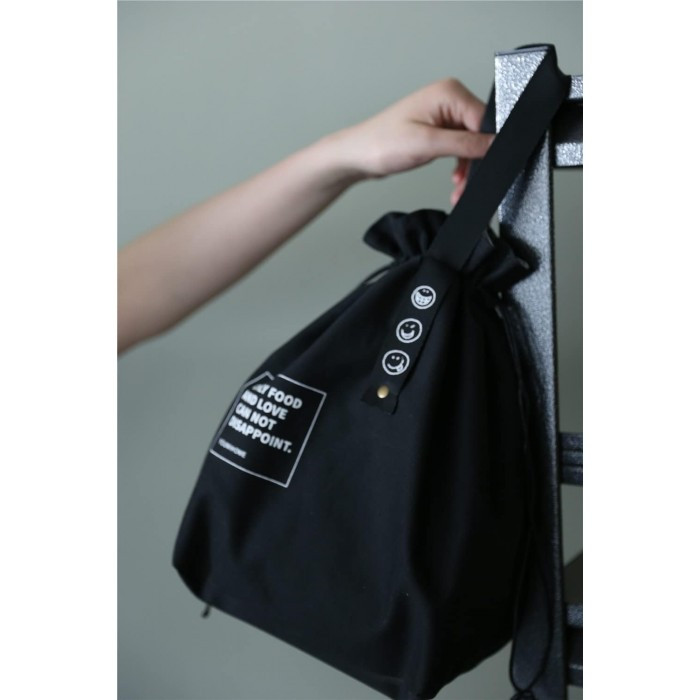 Термосумка шопер для їжі та напоїв lunch bag Smile чорна, фото №3