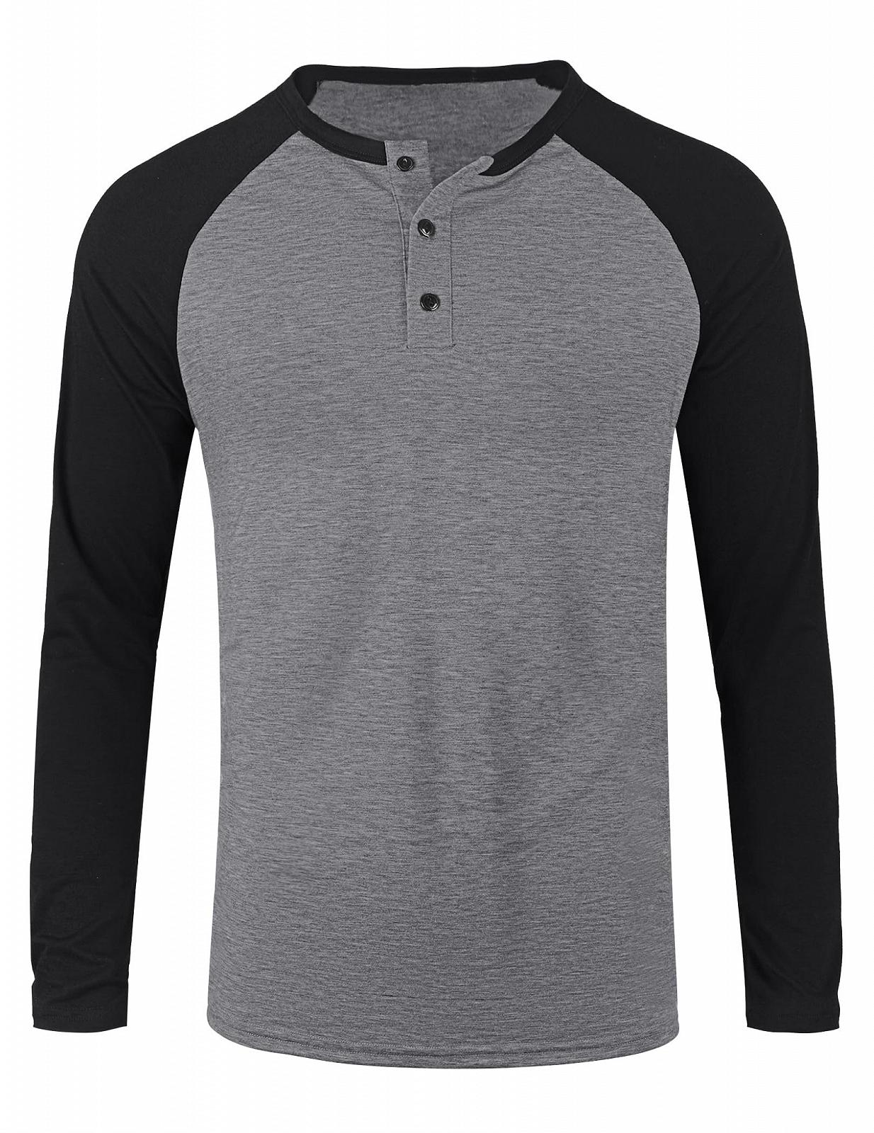 Лонгслив TARAINYA мужской Henley футболка для мужчин рубашка с длинным рукавом пуловер с планкой на пуговицах, фото №2
