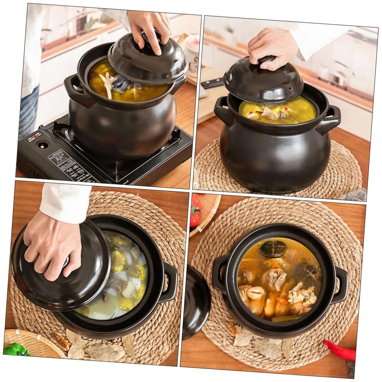 Горщик глиняний термостійкий 1.1 л з кришкою Чорний head head, фото №6 Горщик глиняний термостійкий 1.1 л з кришкою Чорний head head, фото №6