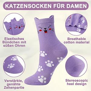 Женские Носки с Котами, EU 39-42, Хлопковые Носки с Забавными Животными для Женщин, Комплект 6 пар synthetic.ua - Фото 1